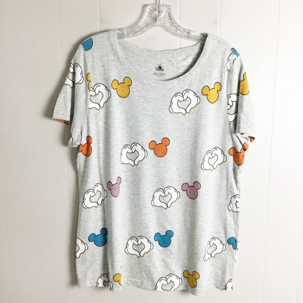 Disneyland Mickey Colorful Gray Tee Shirt Size L Women’s